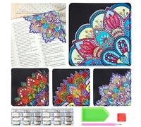 Segnalibri Diamond Painting 4 Pezzi, 5D Diamante Segnalibri Angolo in Pelle di Corno, DIY Segnalibro Pittura Diamante Per Maestra, Artigianato Per Adulti Donne Ragazze Amanti Dei Libri