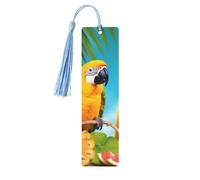 Segnalibri estivi con pappagallo ananas e uccelli, segnalibro in legno per donne e uomini, segnalibro fatto a mano per gli amanti dei libri, etichette in legno, segnapagine di lettura, ornamenti a