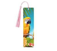 Segnalibri estivi con pappagallo ananas e uccelli, segnalibro in legno per donne e uomini, segnalibro fatto a mano per gli amanti dei libri, etichette in legno, segnapagine di lettura, ornamenti a