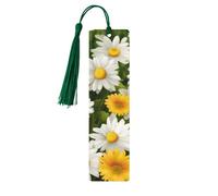 Segnalibri estivi floreali margherite con nappe, segnalibro in legno per donne e uomini, segnalibro fatto a mano per gli amanti dei libri, segnalibri per pagine di lettura, etichette in legno