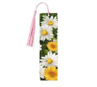 Segnalibri estivi floreali margherite con nappe, segnalibro in legno per donne e uomini, segnalibro fatto a mano per gli amanti dei libri, segnalibri per pagine di lettura, etichette in legno