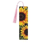 Segnalibri floreali in legno con girasole per gli amanti dei libri, segnalibro fai da te fatto a mano con nappe colorate Marcatori di pagina stampati su entrambi i lati, accessori artistici per libri