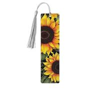 Segnalibri floreali in legno con girasole per gli amanti dei libri, segnalibro fai da te fatto a mano con nappe colorate Marcatori di pagina stampati su entrambi i lati, accessori artistici per libri