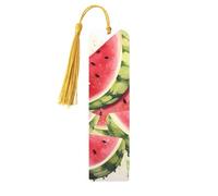 Segnalibri in legno a forma di anguria con frutta fresca per gli amanti dei libri, segnalibro fai da te fatto a mano con nappe colorate Marcatori di pagine stampati su entrambi i lati, accessori