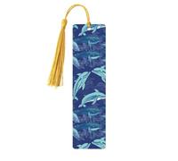 Segnalibri in legno a forma di delfino per gli amanti dei libri, segnalibro fai da te fatto a mano con nappe colorate su entrambi i lati, segnalibri stampati su entrambi i lati, accessori artistici