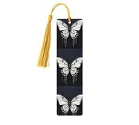 Segnalibri in legno a forma di farfalla bianca e nera per gli amanti dei libri, segnalibro fai da te fatto a mano con nappe colorate su entrambi i lati, segnalibri stampati su entrambi i lati