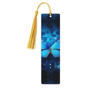Segnalibri in legno a forma di farfalla blu per gli amanti dei libri, segnalibro fai da te fatto a mano con nappe colorate su entrambi i lati, segnalibri stampati su entrambi i lati, accessori per