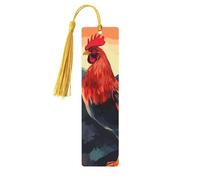 Segnalibri in legno a forma di gallo per gli amanti dei libri, segnalibro fai da te fatto a mano con nappe colorate su entrambi i lati, segnalibri stampati su entrambi i lati, accessori per libri