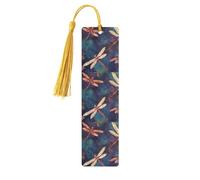 Segnalibri in legno a forma di libellula dipinti a mano per gli amanti dei libri, segnalibro fai da te fatto a mano con nappe colorate Marcatori di pagina stampati su entrambi i lati, accessori