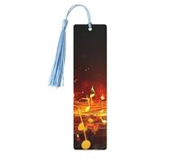 Segnalibri in legno a forma di nota musicale con fiamma rossa, per gli amanti dei libri, fatto a mano fai da te con nappe colorate, marcatori per pagine stampati su entrambi i lati, accessori per