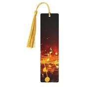 Segnalibri in legno a forma di nota musicale con fiamma rossa, per gli amanti dei libri, fatto a mano fai da te con nappe colorate, marcatori per pagine stampati su entrambi i lati, accessori per