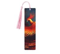 Segnalibri in legno arancione rosso fenice per gli amanti dei libri, segnalibro fai da te fatto a mano con nappe colorate Marcatori di pagina stampati su entrambi i lati, accessori artistici per libri