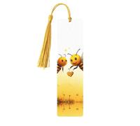 Segnalibri in legno Bee Love Honey per gli amanti dei libri, segnalibro fai da te fatto a mano con nappe colorate stampati su entrambi i lati, accessori artistici per libri, regalo per donne e uomini