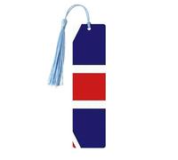 Segnalibri in legno blu cielo con nappa, bandiera del Regno Unito, segnalibro per gli amanti dei libri, segnapagina, regali di lettura