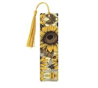 Segnalibri in legno con api girasole per gli amanti dei libri, segnalibro fai da te fatto a mano con nappe colorate Marcatori di pagina stampati su entrambi i lati, accessori artistici per libri