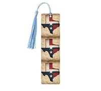 Segnalibri in legno con bandiera del Texas con due stelle bianche, segnalibro in legno, 5 segnalibri in legno con nappe, regali per uomini e donne