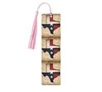 Segnalibri in legno con bandiera del Texas con due stelle bianche, segnalibro in legno, 5 segnalibri in legno con nappe, regali per uomini e donne