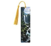 Segnalibri in legno con cascata scogliera per gli amanti dei libri, segnalibro fai da te fatto a mano con nappe colorate Marcatori di pagina stampati su entrambi i lati, accessori artistici per libri
