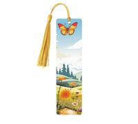 Segnalibri in legno con farfalle e libellula, per gli amanti dei libri, fatto a mano fai da te con nappe colorate, marcatori per pagine stampati su entrambi i lati, accessori artistici per libri