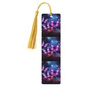 Segnalibri in legno con farfalle viola per gli amanti dei libri, segnalibro fai da te fatto a mano con nappe colorate Marcatori di pagina stampati su entrambi i lati, accessori artistici per libri