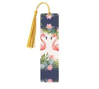 Segnalibri in legno con fenicotteri e fiori per gli amanti dei libri, segnalibro fai da te fatto a mano con nappe colorate Marcatori di pagina stampati su entrambi i lati, accessori artistici per