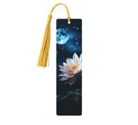 Segnalibri in legno con fiore e luna per gli amanti dei libri, segnalibro fai da te fatto a mano con nappe colorate Marcatori di pagina stampati su entrambi i lati, accessori artistici per libri