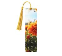 Segnalibri in legno con fiori autunnali di calendula per gli amanti dei libri, segnalibro fai da te fatto a mano con nappe colorate Segnalibri stampati su entrambi i lati, accessori artistici per
