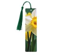Segnalibri in legno con fiori di narciso per gli amanti dei libri, segnalibro fai da te fatto a mano con nappe colorate su entrambi i lati, segnalibri stampati su entrambi i lati, accessori per libri