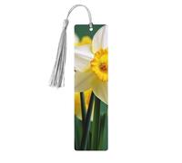 Segnalibri in legno con fiori di narciso per gli amanti dei libri, segnalibro fai da te fatto a mano con nappe colorate su entrambi i lati, segnalibri stampati su entrambi i lati, accessori per libri