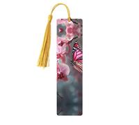 Segnalibri in legno con fiori di orchidea e farfalle primaverili per gli amanti dei libri, segnalibro fai da te fatto a mano con nappe colorate Marcatori di pagina stampati su entrambi i lati