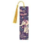 Segnalibri in legno con fiori e elefanti, per gli amanti dei libri, fatto a mano fai da te con nappe colorate, segnalibri stampati su entrambi i lati, accessori artistici per libri, regalo per donne e