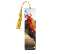 Segnalibri in legno con gallo orgoglioso per gli amanti dei libri, segnalibro fai da te fatto a mano con nappe colorate stampati su entrambi i lati, accessori artistici per libri, regalo per donne e