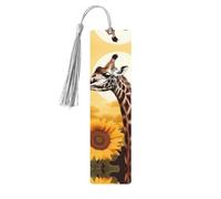 Segnalibri in legno con giraffa e girasole per gli amanti dei libri, segnalibro fai da te fatto a mano con nappe colorate Marcatori di pagina stampati su entrambi i lati, accessori artistici per libri