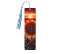 Segnalibri in legno con girasole al tramonto per gli amanti dei libri, segnalibro fai da te fatto a mano con nappe colorate Marcatori di pagina stampati su entrambi i lati, accessori artistici per