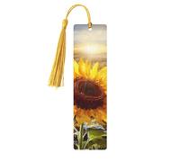 Segnalibri in legno con girasole dorato per gli amanti dei libri, segnalibro fai da te fatto a mano con nappe colorate Marcatori di pagina stampati su entrambi i lati, accessori artistici per libri