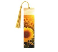 Segnalibri in legno con girasole Sunshine per gli amanti dei libri, segnalibro fai da te fatto a mano con nappe colorate Marcatori per pagine stampati su entrambi i lati, accessori artistici per libri