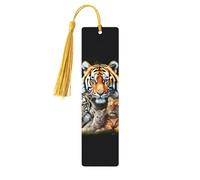 Segnalibri in legno con leone, tigre, leopardo e farfalla, per gli amanti dei libri, fatto a mano fai da te con nappe colorate, marcatori per pagine stampati su entrambi i lati, accessori artistici