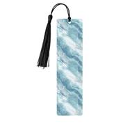 Segnalibri in legno con nappe, colore blu ghiaccio bianco innevato, con texture marmorizzata, per artigianato, segnalibro per lettori e amanti dei libri