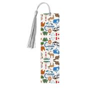 Segnalibri in legno con nappe, con stampa di simboli e icone del Canada, 5 pezzi, per insegnanti che leggono libri e amanti dei libri