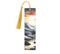 Segnalibri in legno con paesaggio per gli amanti dei libri, segnalibro fai da te fatto a mano con nappe colorate Marcatori di pagina stampati su entrambi i lati, accessori per libri artistici, regalo