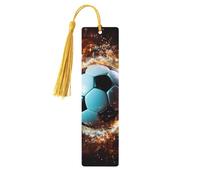 Segnalibri in legno con palla da calcio che vola nell'aria, per gli amanti dei libri, segnalibro fai da te fatto a mano con nappe colorate Marcatori di pagina stampati su entrambi i lati, accessori