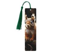 Segnalibri in legno con scoiattolo nel bosco per gli amanti dei libri, segnalibro fai da te fatto a mano con nappe colorate Marcatori di pagina stampati su entrambi i lati, accessori artistici per