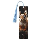 Segnalibri in legno con scoiattolo nel bosco per gli amanti dei libri, segnalibro fai da te fatto a mano con nappe colorate Marcatori di pagina stampati su entrambi i lati, accessori artistici per