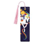 Segnalibri in legno con stampa arcobaleno brillante, 5 segnalibri in legno con nappe, regali per uomini e donne