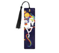 Segnalibri in legno con stampa arcobaleno brillante, 5 segnalibri in legno con nappe, regali per uomini e donne
