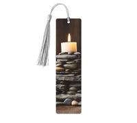 Segnalibri in legno con stampa di candele e pietre, con nappe, 5 pezzi