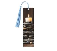 Segnalibri in legno con stampa di candele e pietre, con nappe, 5 pezzi