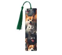 Segnalibri in legno con stampa di facce di cane e gatto, 5 segnalibri in legno con nappe, regali per uomini e donne