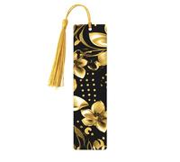Segnalibri in legno con stampa di fiori neri e oro, bellissimi accessori per notebook per uomini e donne amanti dei libri