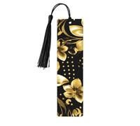 Segnalibri in legno con stampa di fiori neri e oro, bellissimi accessori per notebook per uomini e donne amanti dei libri
